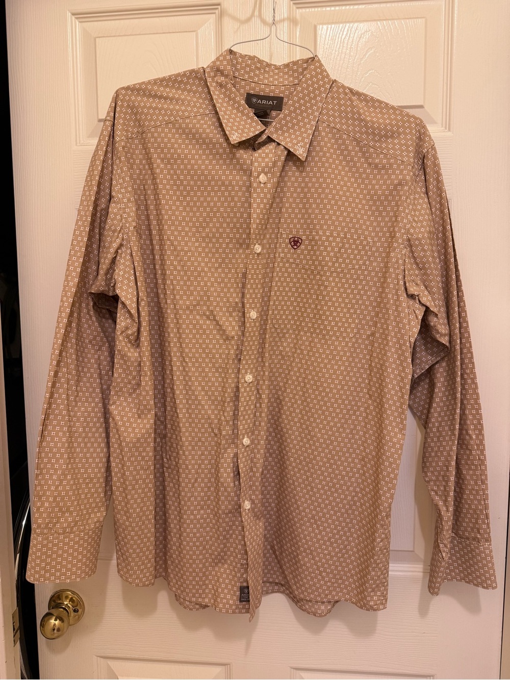 Ariat Men's Long-Sleeve Tan Geometric Button-Down Shirt